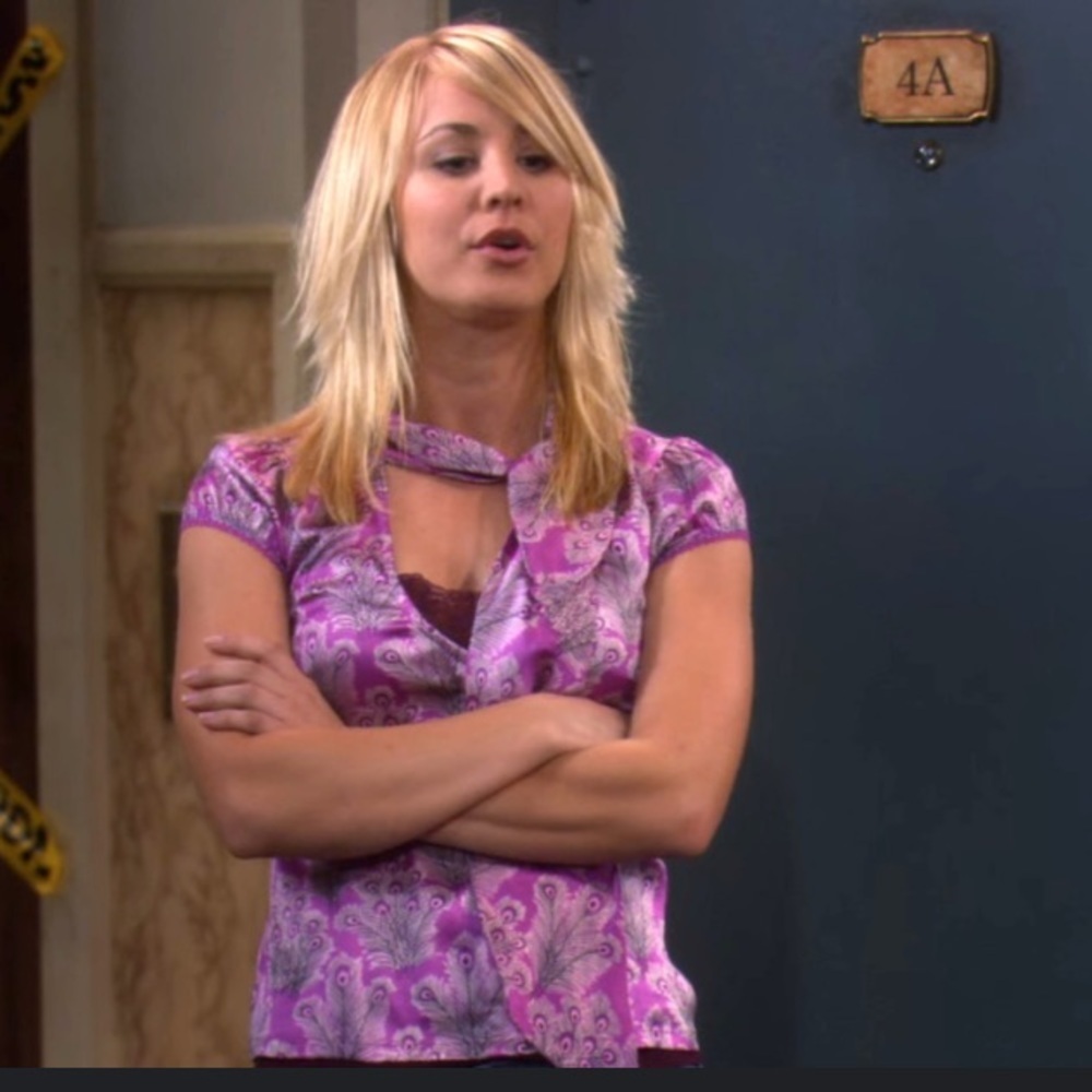 ASO The Big Bang Theory Penny Kaley Cuoco Early 2000s Y2K Feather Blouse Silk - Picture 7 of 9
